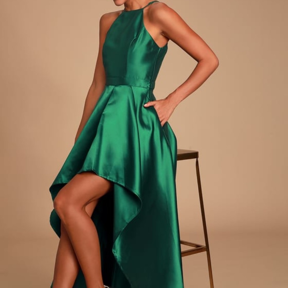 Lulu's Emerald Green High Low Dress Small